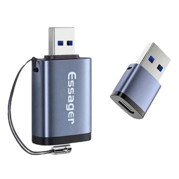 Адаптер Essager Soray OTG (Type-C Female to USB -AMale) USB3.0 Adaptor grey (EZJCA-SRB0G) (EZJCA-SRB0G) 44949 фото