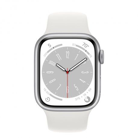 Apple Watch Series 8 41mm (GPS+LTE) Silver Aluminum Case with White Sport Band - Size S/M (MP4E3) 00000039669-001 фото