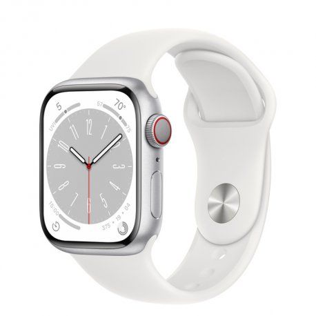 Apple Watch Series 8 41mm (GPS+LTE) Silver Aluminum Case with White Sport Band - Size S/M (MP4E3) 00000039669-001 фото