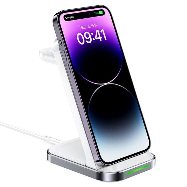 Беспроводное зарядное устройство для ACEFAST E15 Desktop 3-in-1 Wireless Charging Stand White (AFE15W) 32792 фото