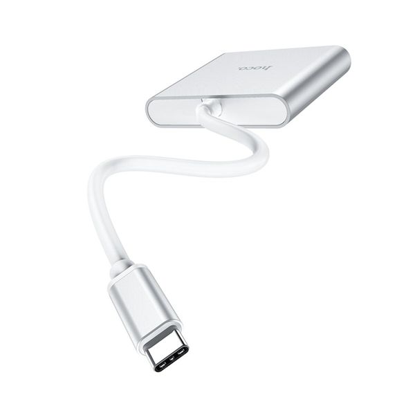 Кабель-переходник HOCO HB14 Easy use Type-C Adapter(Type-C to USB3.0+HDMI+PD) Silver (6931474725790) 32843 фото