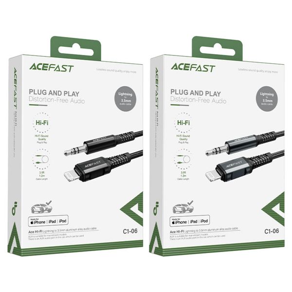 Кабель ACEFAST C1-06 Lightning to 3.5mm aluminum alloy audio cable Black (AFC1-06B) 15793 фото