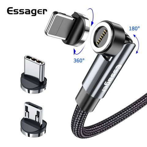 Кабель Essager Universal 540 Ratate 3A Magnetic USB Charging Cable Lightning 1m grey (EXCCXL-WX0G) (EXCCXL-WX0G) 44922 фото