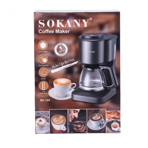 Кавоварка крапельна Sokany SK-124 Cofee Maker 950W 600ml еспресо машина 1897324379 фото