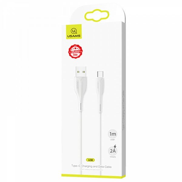 Кабель Usams US-SJ372 U38 Type-C Charging and Data Cable 1m White (SJ372USB02) 22509 фото