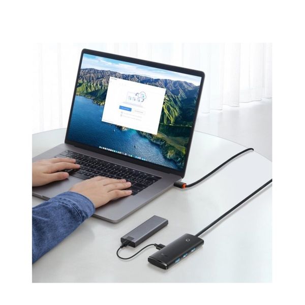 USB-Hub Baseus Lite Series 4-Port USB-A HUB Adapter (USB-A to USB 3.0*4) 1m Black (WKQX030101) 36067 фото