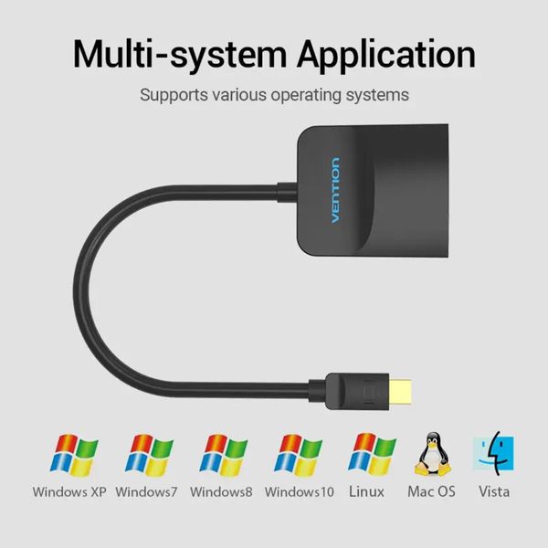 Адаптер Vention Mini DP to HDMI Converter 0.15M Black (HBCBB) (HBCBB) 47972 фото