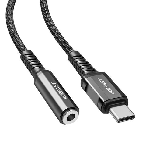 Кабель ACEFAST C1-07 USB-C to 3.5mm aluminum alloy headphones adapter cable Black (AFC1-07B) 15794 фото