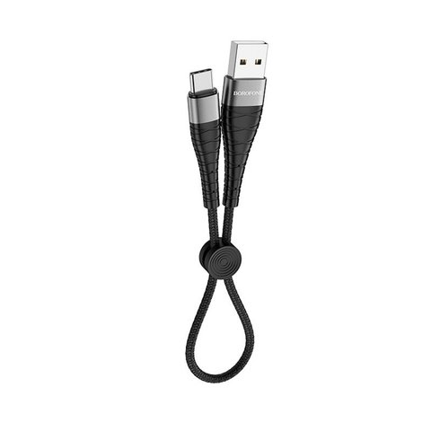 Кабель BOROFONE BX32 USB to Type-C 2.4A, 0.25m, nylon, aluminum+TPE connectors, Black (BX32CB0.25) 12845 фото