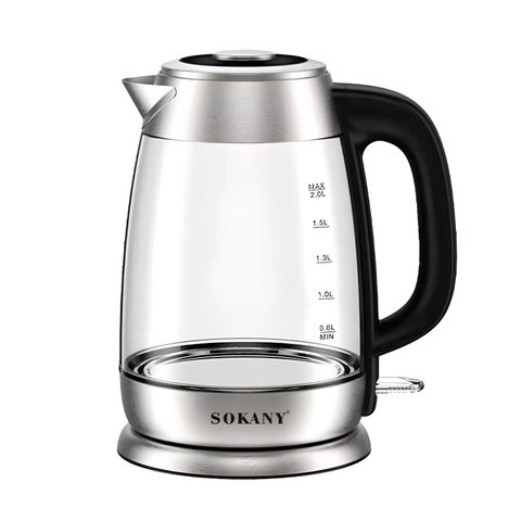 Електрочайник Sokany SK-SH-1069 Electric Kettle 2000W 2l прозорий чайник 2084748752 фото