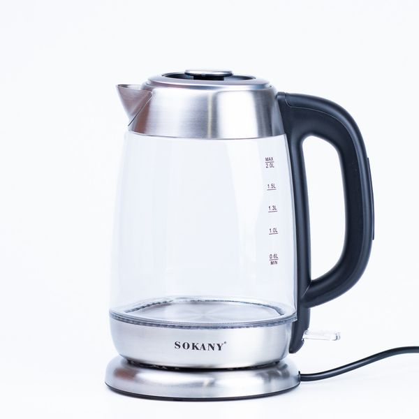 Електрочайник Sokany SK-SH-1069 Electric Kettle 2000W 2l прозорий чайник 2084748752 фото