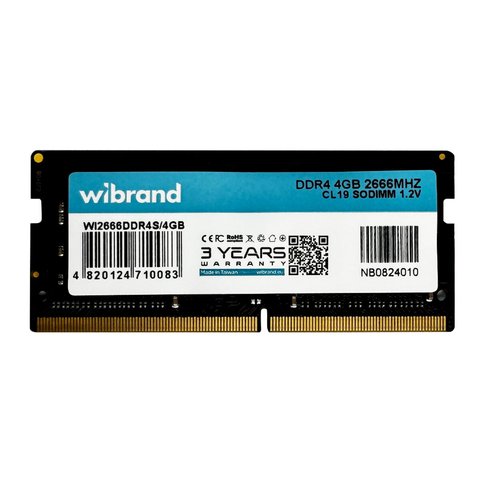 DDR4 Wibrand 4GB 2666MHz CL19 SODIMM (WI2666DDR4S/4GB) 50673 фото