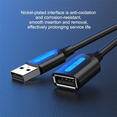 Кабель Vention USB 2.0 A Male to A Female Extension Cable 2M black PVC Type (CBIBH) (CBIBH) 47979 фото
