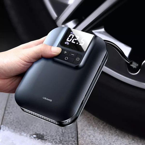 Автомобільний насос Usams US-ZB215 Mini Car Air Pump 5000mAh Black (CQBZB21501) 14364 фото