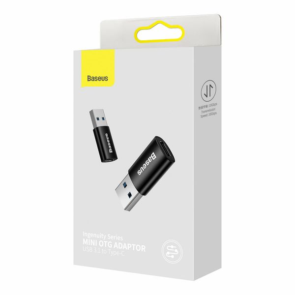 Адаптер Baseus Ingenuity Series Mini OTG Adaptor USB 3.1 to Type-CBlack (ZJJQ000101) 24948 фото